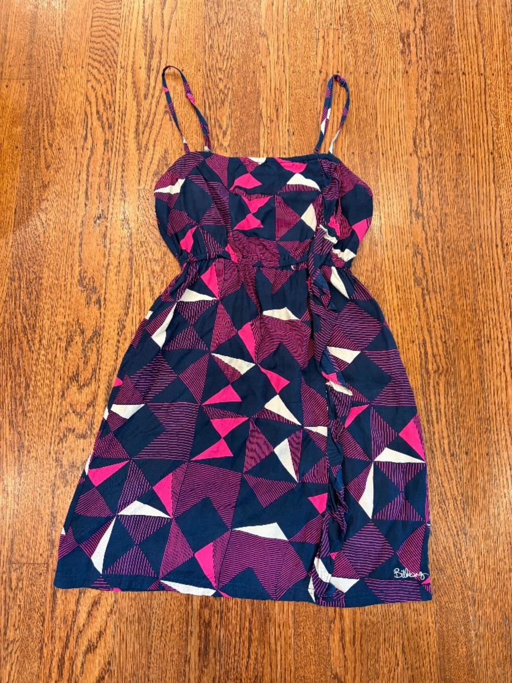 Billabong Navy Pink Geometric Babydoll Mini Dress‎ Flowy Large